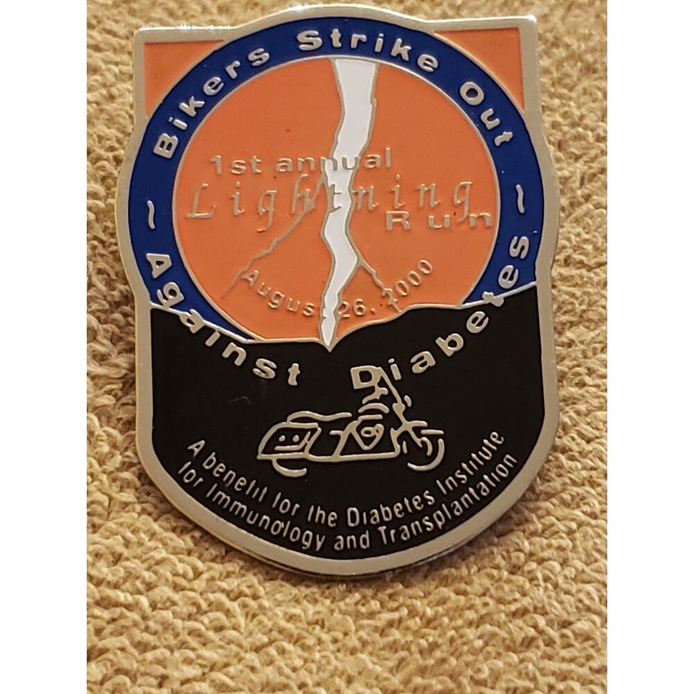 Motorcycle Riding Pin - Bikers Strike Out Against Diabetes Pin - Picture 8 of 8